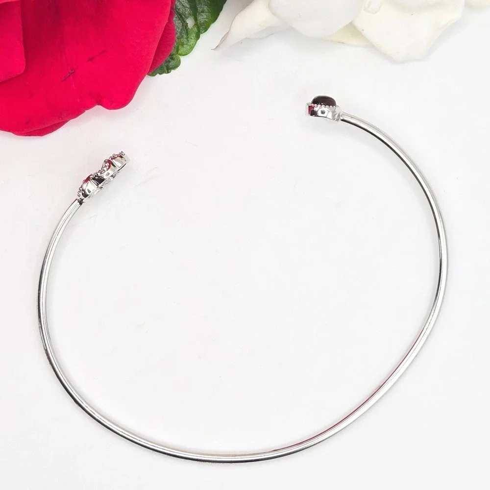 Martin & MacArthur Koa Wood Cuff Bracelet Plumeria‎ with CZ Hawaii Rhodium Plate